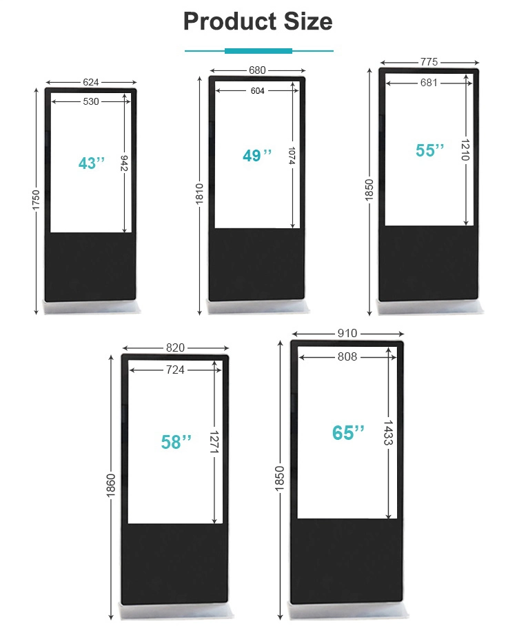 Envision ODM OEM 43 49 55 65 75 86 98 4K Commercial LCD LED Double Panel Information Price Advertising Ad Player Dual Touch Screen Kiosk Digital Signage Display